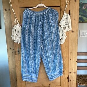 Goa beachwear by Japna pants blue floral patterns medium